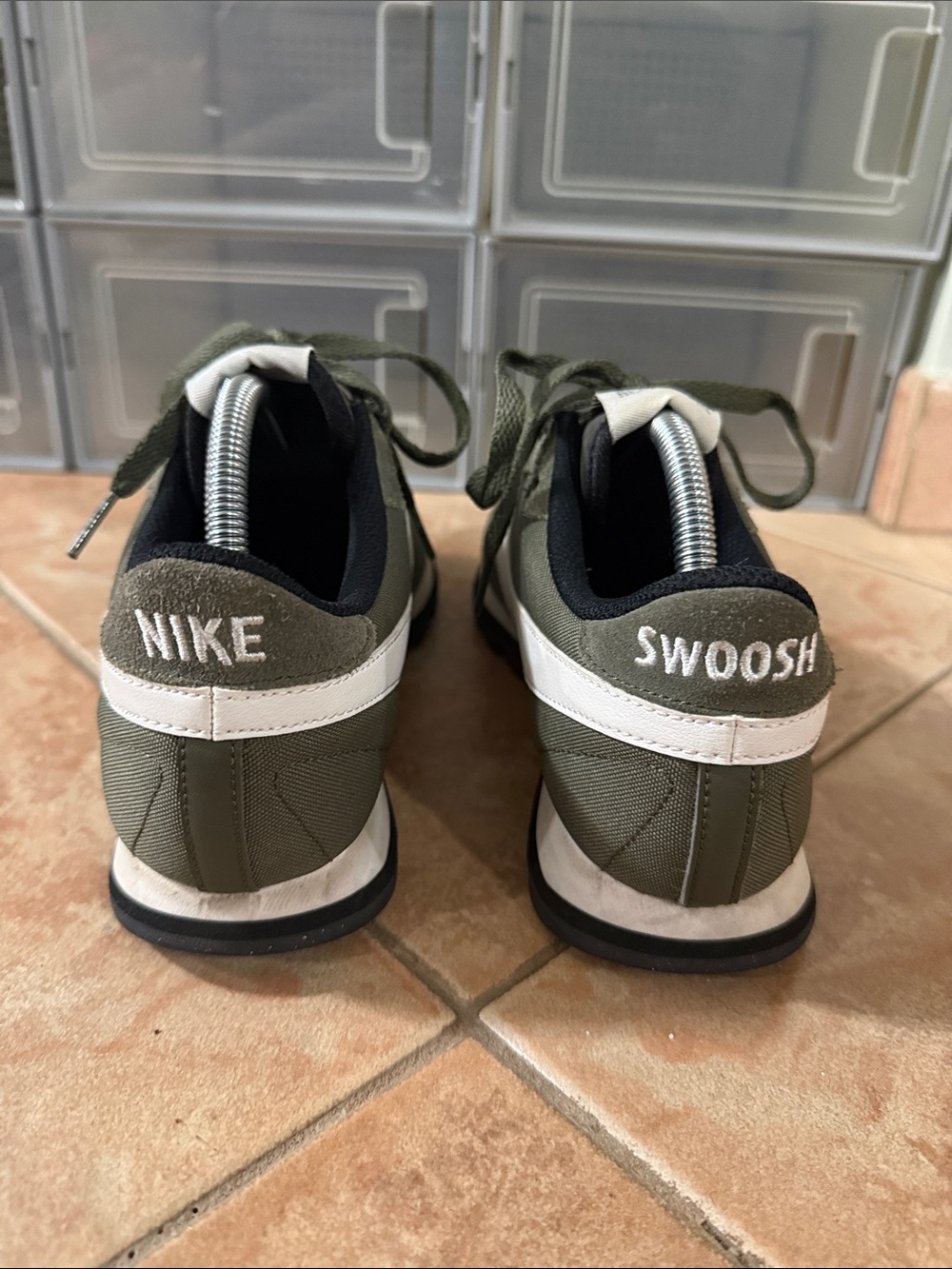 Nike Women's Olive Green Suede Low-Top Sneakers with Black Accents - Picture 3 of 6